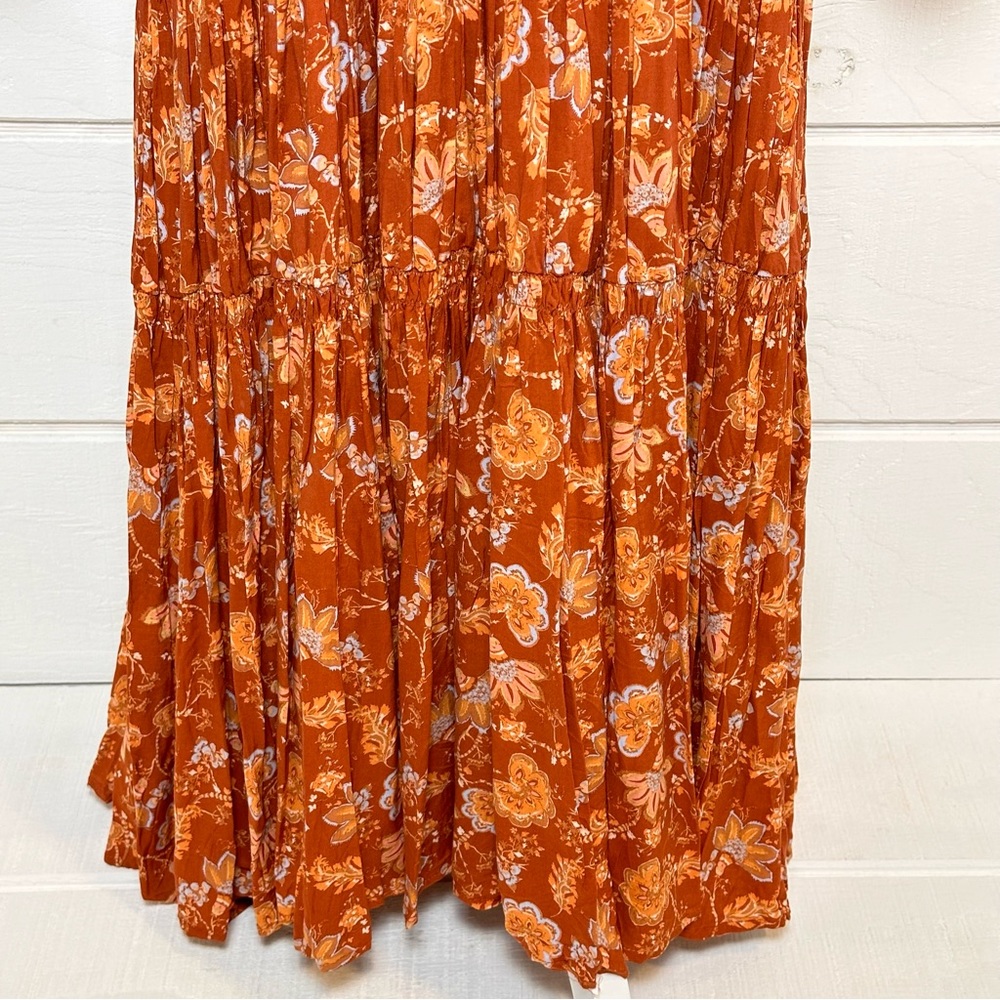 Free People NWT Sweet Escape Long Sleeve Dress Smocked in Mocha Floral Sz Small - Picture 5 of 13